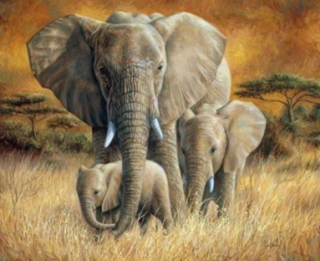 Diamond Painting Elefant mit Kinder